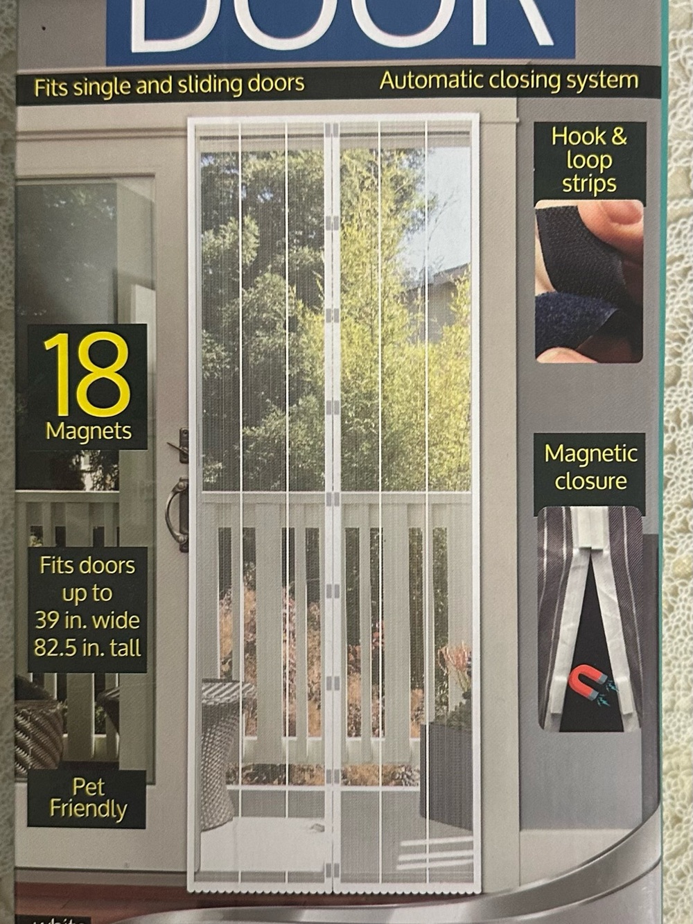 Magnetic Screen Door - White with Magnetic Closure